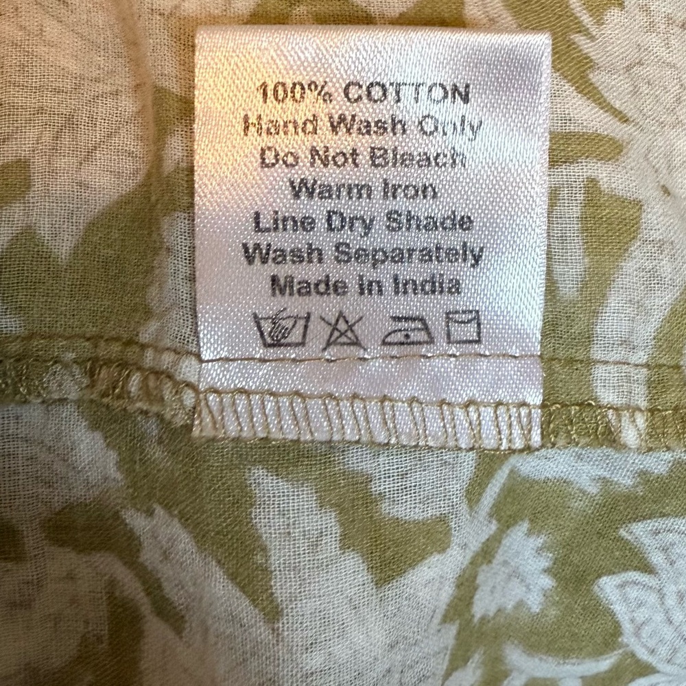 Daughters of India Kyra Olive White Floral Print Cotton Mini Dress Size XL - Picture 7 of 7